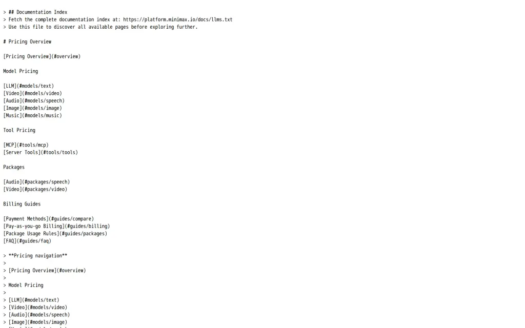 MiniMax Audio's pricing page