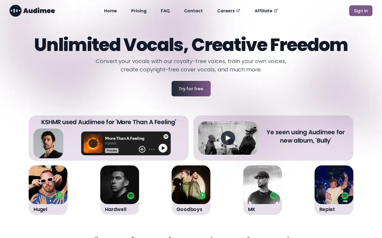 Screenshot of Audimee