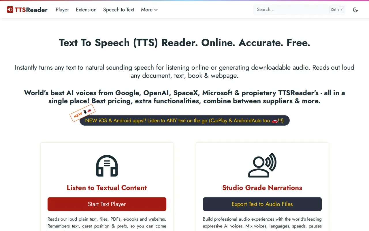 Screenshot of TTSReader