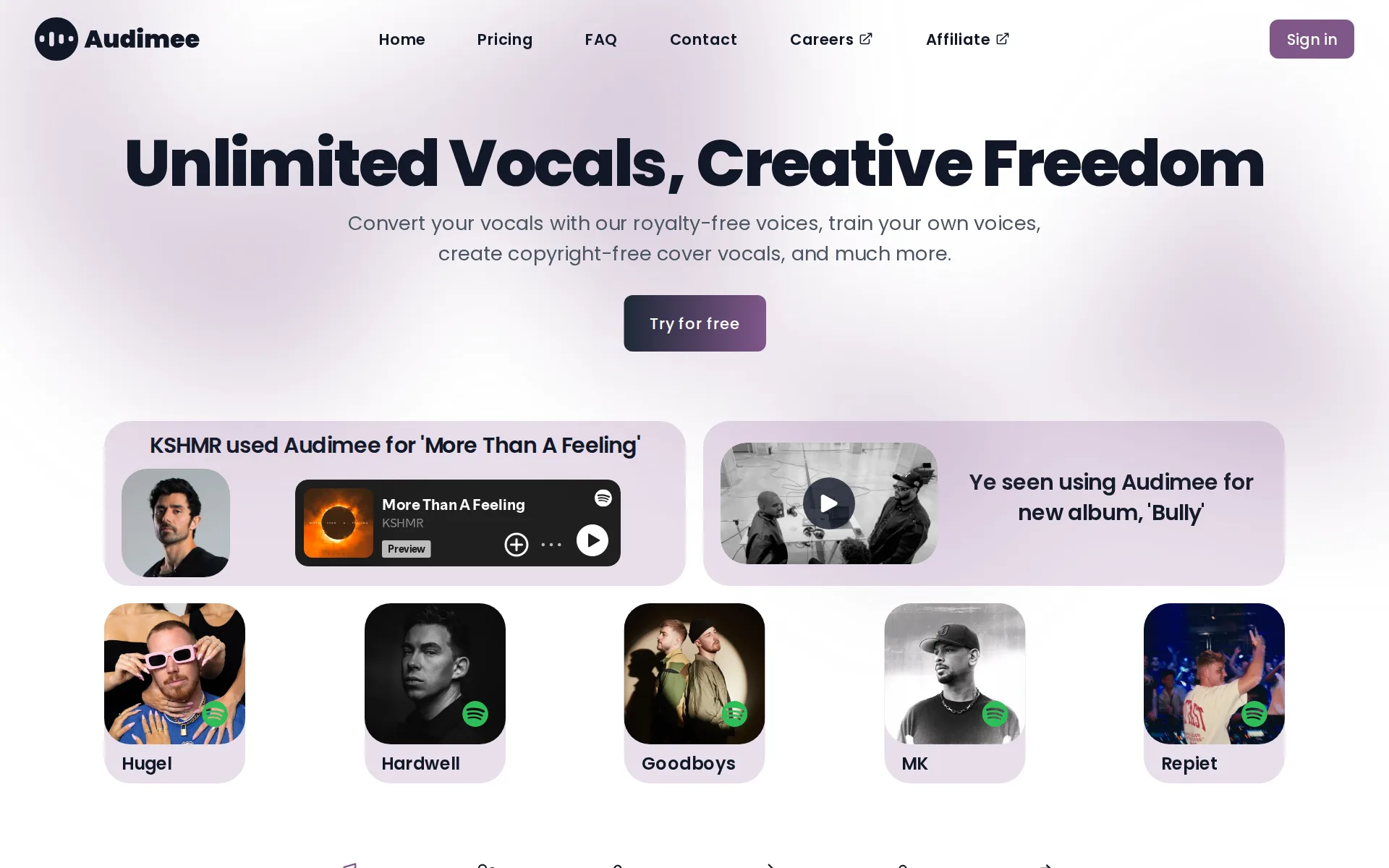 Screenshot of Audimee
