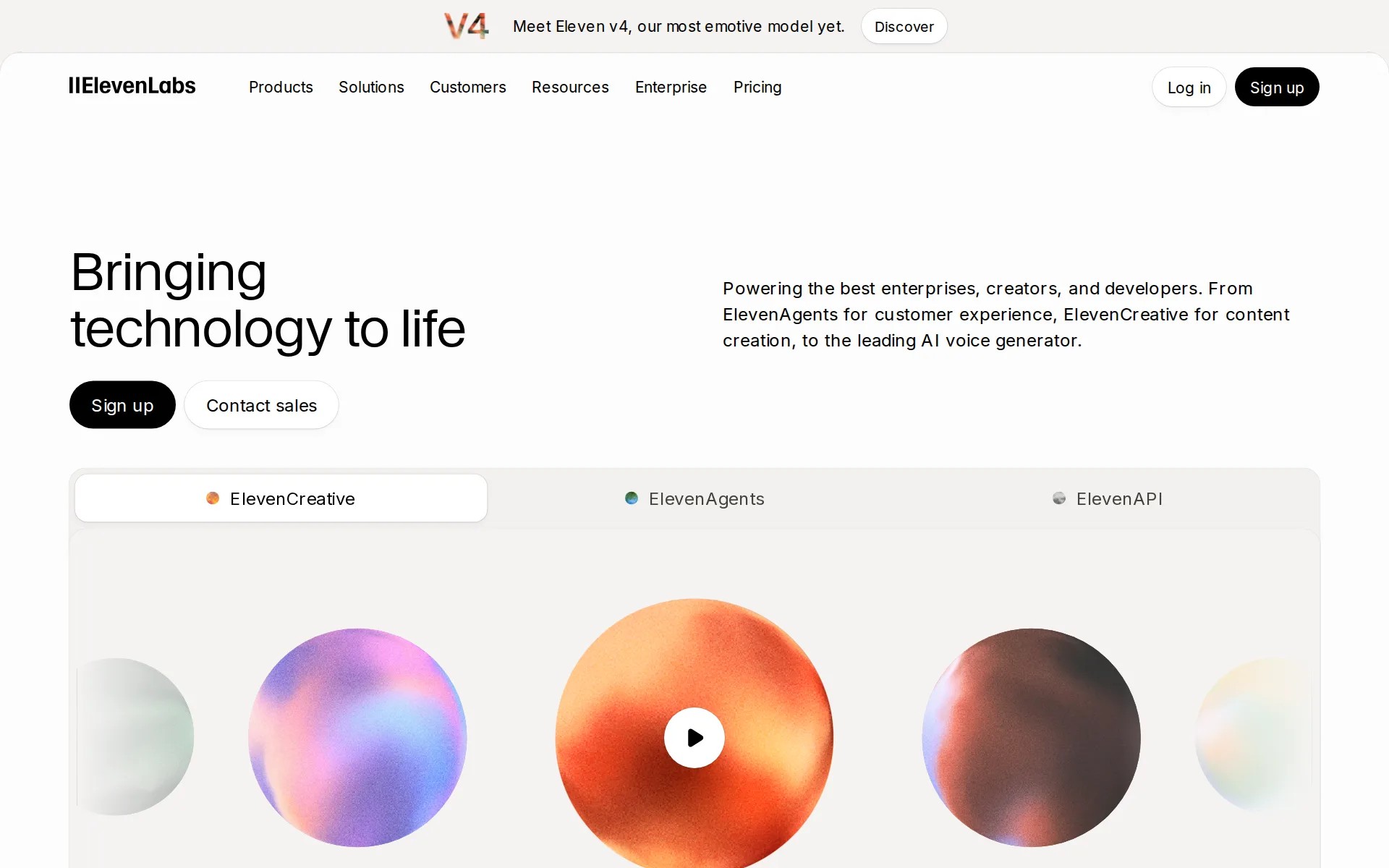 Screenshot of ElevenLabs