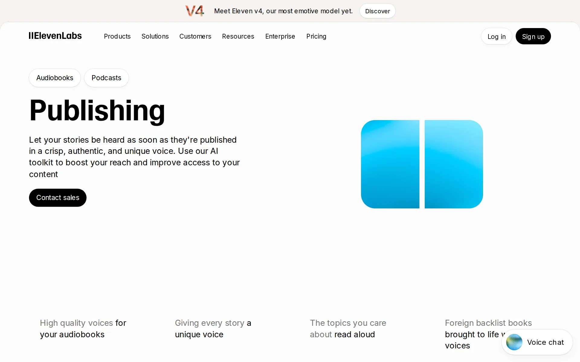 Screenshot of ElevenLabs for Publishing