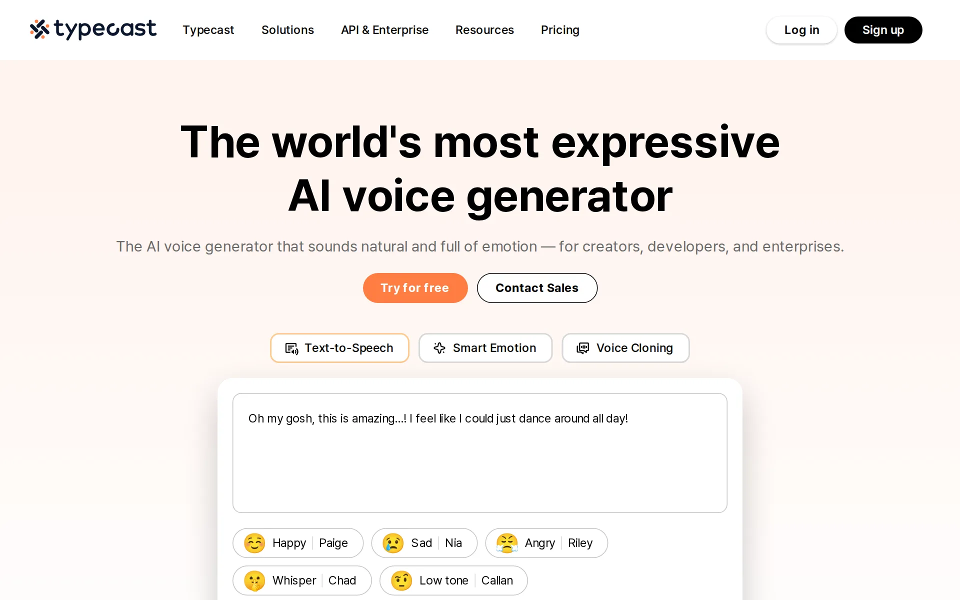 Screenshot of Typecast